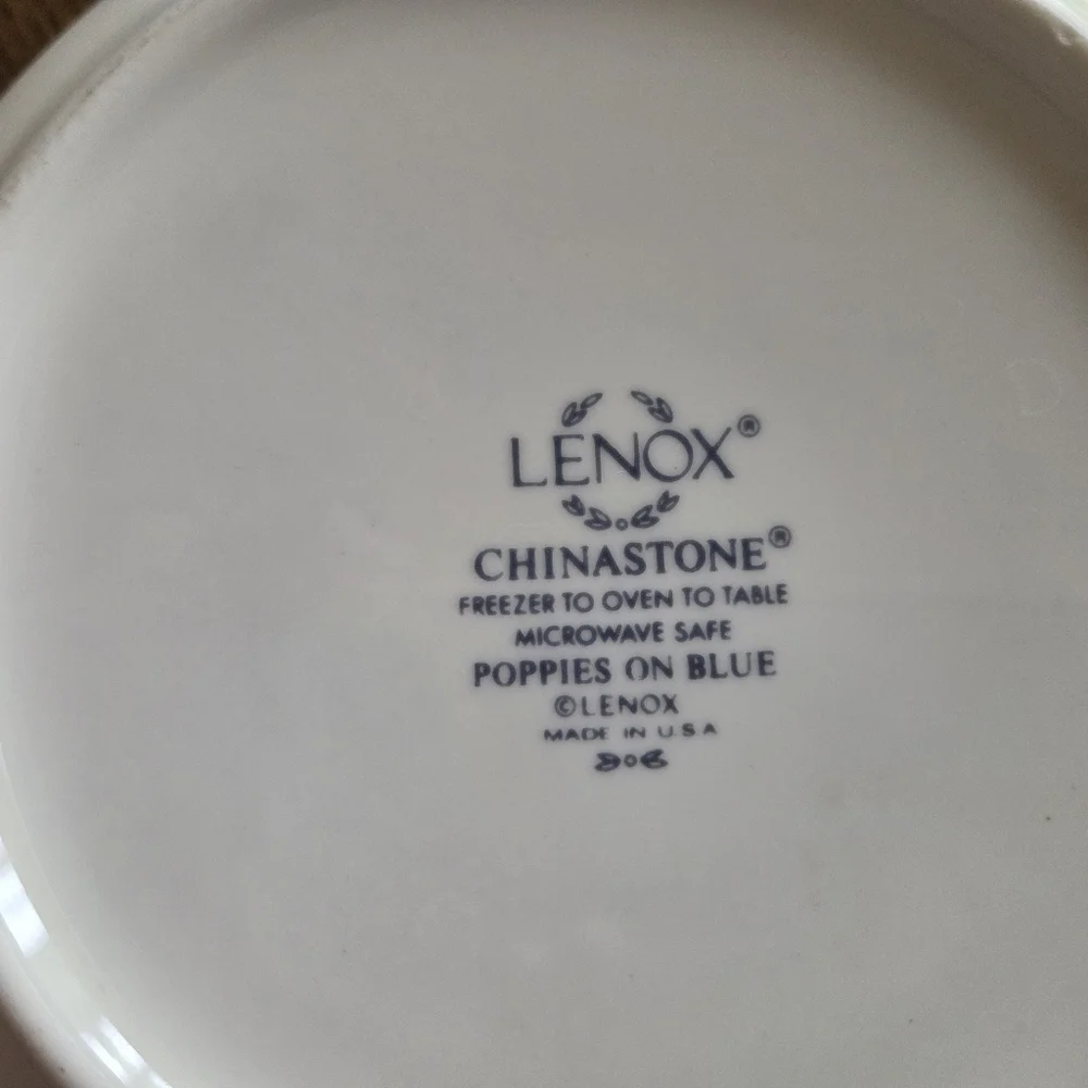 Lenox Chinastone Poppies On Blue Set Of 2 Soup/Cereal Bowls